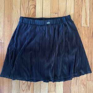 ALO Yoga Black Pleated Skater Skirt